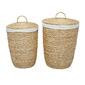 Cesta de jacinto circular con tapa hecha a mano 23"