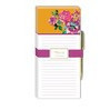Libreta de apuntes ramo de flores fondo naranja boligrafo dorado 4 x 8.5"