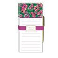 Libreta de apuntes flores fondo verde boligrafo dorado 4 x 8.5"