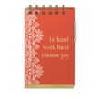 Block de notas espiral naranja con flores 3.75 x 6.6″