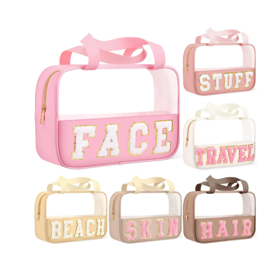 Bolsa de viaje diseño variado transparente 12 x 4 x 8"