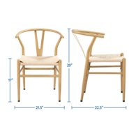 Silla de Comedor Yaheetech color crema con estructura de madera natural