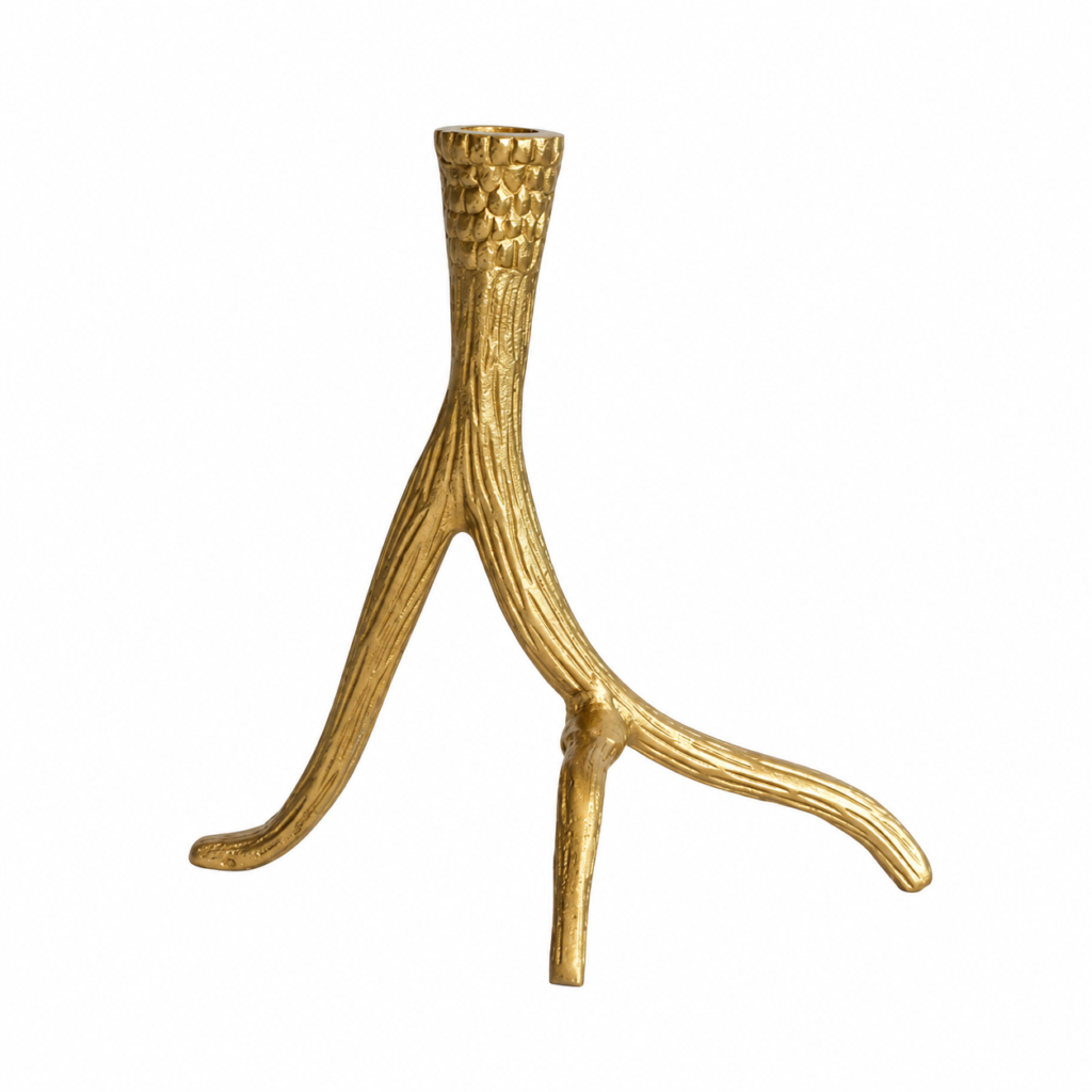 Candelabro diseño de rama dorada 9"