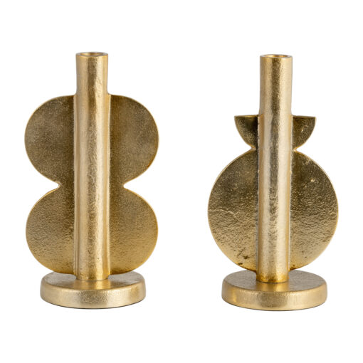 Set de 2 candelabros conicos en metal dorado 9"