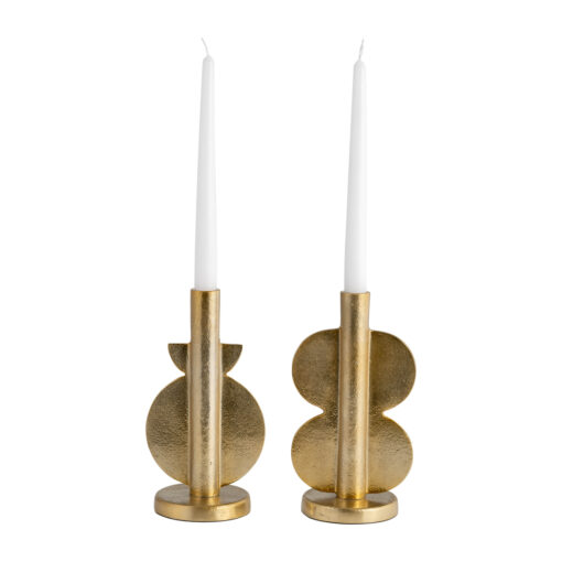 Set de 2 candelabros conicos en metal dorado 9" - Imagen 2