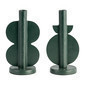 Set de 2 candelabros conicos en metal verde 9"