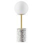 Lampara de mesa base terrazzo metal dorado esfera central 6 x 6 x 17"
