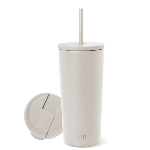 Vaso clasico con pajilla color almendra 20 oz