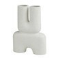 Jarron en forma de U abtracto ceramica blanca 15"