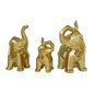 Set de 3 esculturas de elefantes de porcelana dorado 12", 11" y 8"