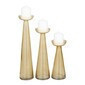 Set de 3 candelabros de pilar de vidrio dorado 15",12" y 9"