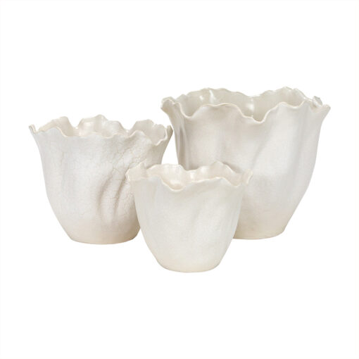 Vase de cerámica blanca diseño de flor 10"x8"