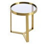 Mesa auxiliar reles top de vidrio estructura dorada 17.5 x 17.5 x 19.5"