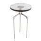 Mesa de aluminio plateado top de vidrio 13x13x22"