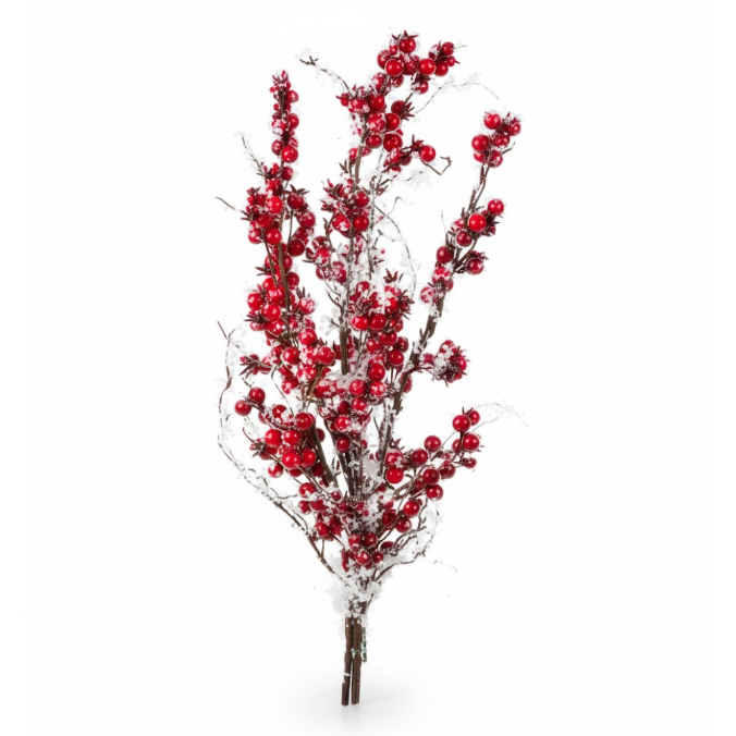 Spray de bayas rojas nevadas 24″