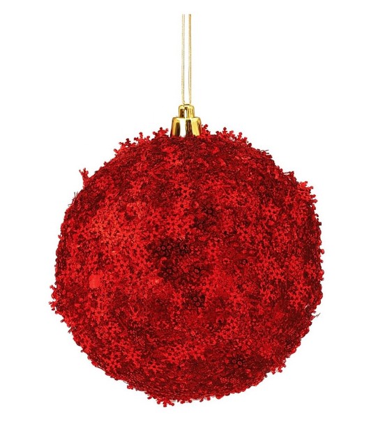 Esfera circular copos de nieve brillante rojo
