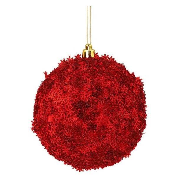 Esfera circular copos de nieve brillante rojo