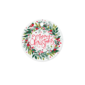 Etiqueta de regalo redonda  guirnalda merry christmas 3″