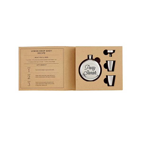 "Set de Licorera con Vasos Tequileros y Embudo, Acero Inoxidable"