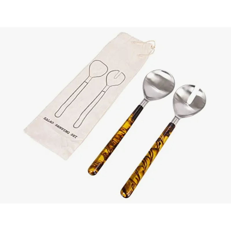 Set de 2 Servidores de Ensalada, Acero Inoxidable y Resina