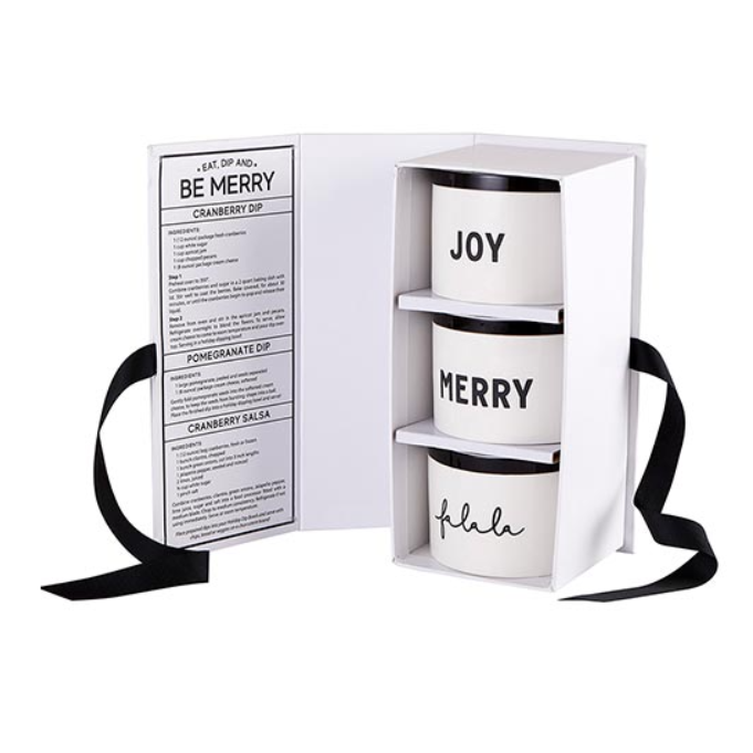 Set de 3 Bowl Navideños de Cerámica Blanca