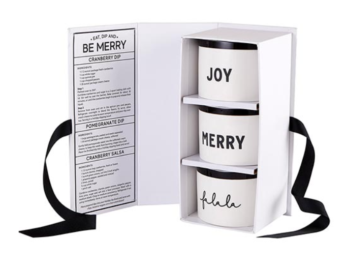 Set de 3 Bowl Navideños de Cerámica Blanca