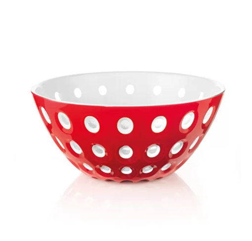 Bowl rojo y blanco con circulos 20x9 cm