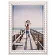 Porta retrato en madera tallada en circulos blanco 5 x 7″