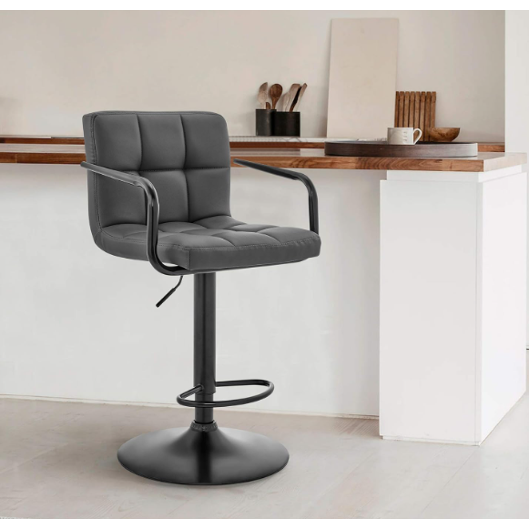 Taburete para Bar Gris con Base Ajustable