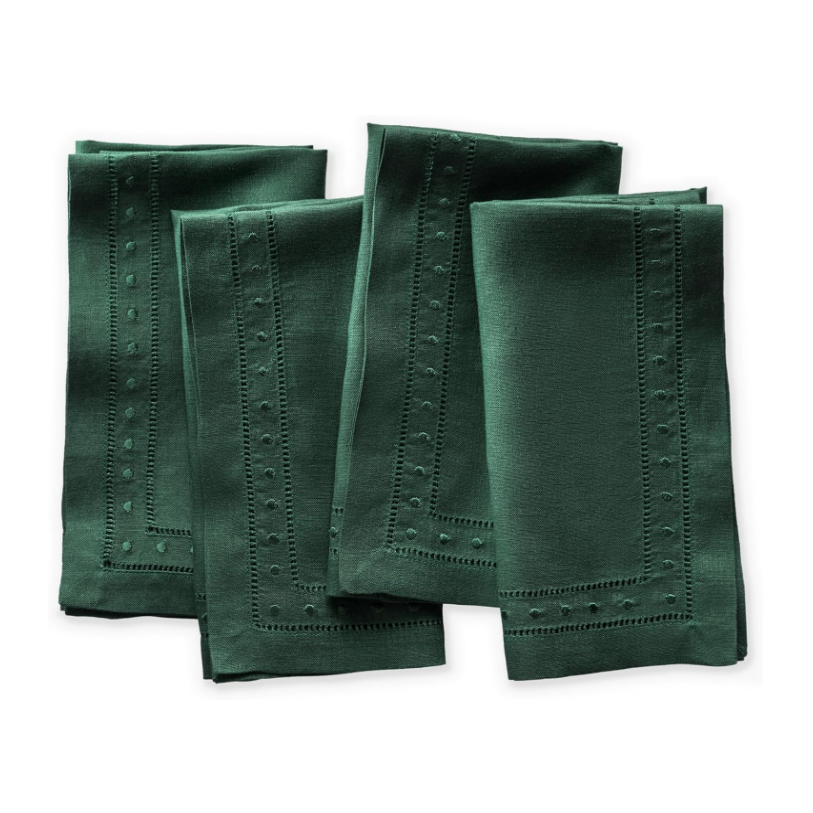 Set de 4 servilletas vainica verde 18x18"