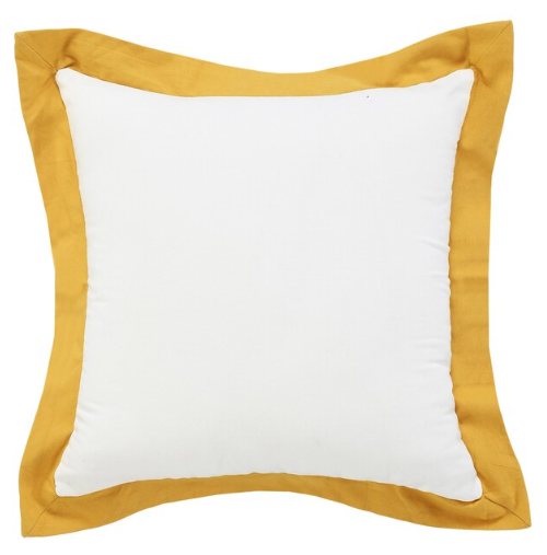 Cojin Decorativo Color Blanco y Mostaza