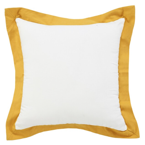 Cojin Decorativo Color Blanco y Mostaza