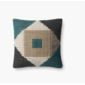 Cojin geometrico en blanco, turquesa y café 18 x 18"