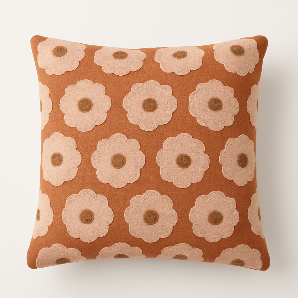 Cojin Naranja Tejido de Flores