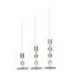 Set de 3 Candelabros de aluminio plateado 9"x7"x5"