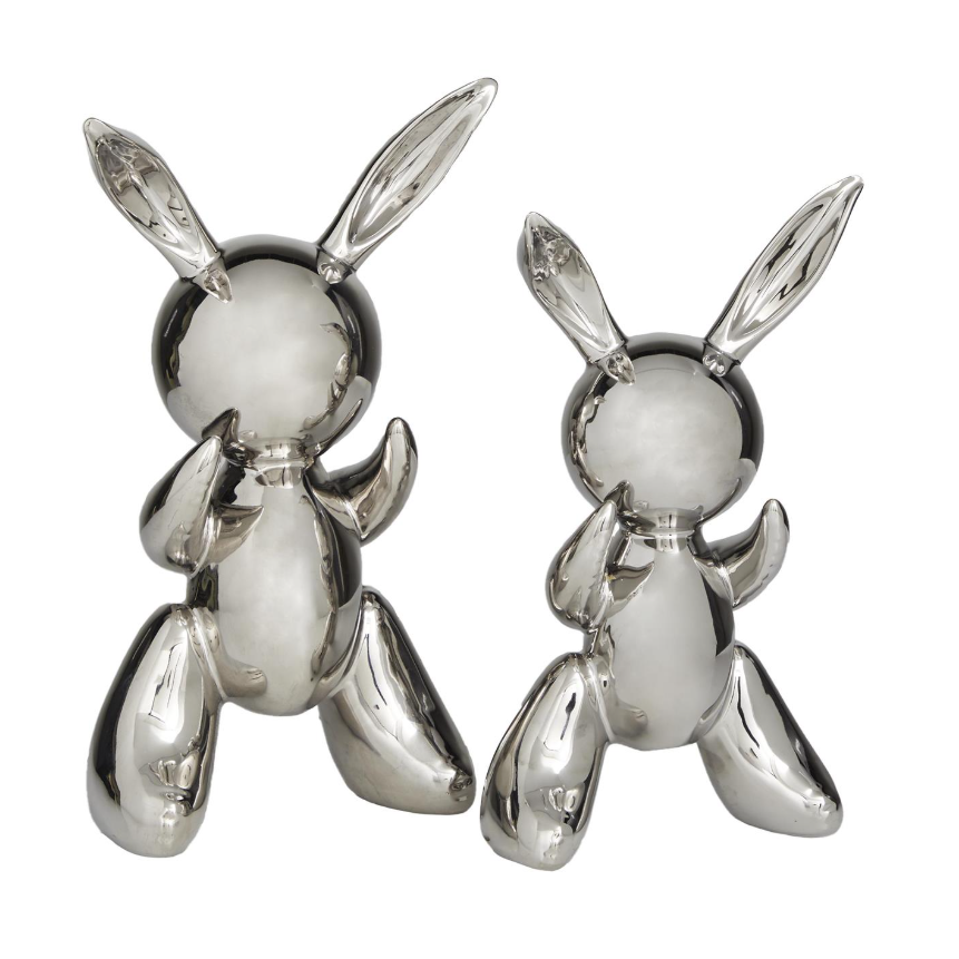Escultura Globo de Conejo, Plateados