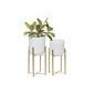 Set de 2 macetas de metal blanca estructura dorada 11" y 32"