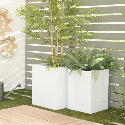 Maceta cubo blanca 17" y 14" - Imagen 3