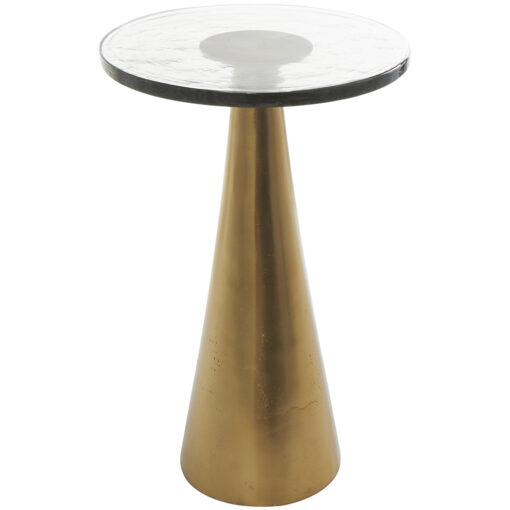 Mesa auxiliar top de cristal y aluminio con acabado dorado 20"