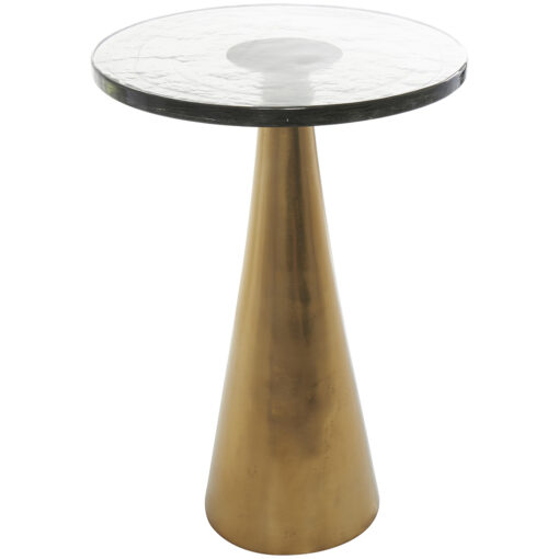 Mesa auxiliar top de cristal y aluminio con acabado dorado 24"