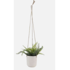 Maceta colgante de ceramica blanca 6"