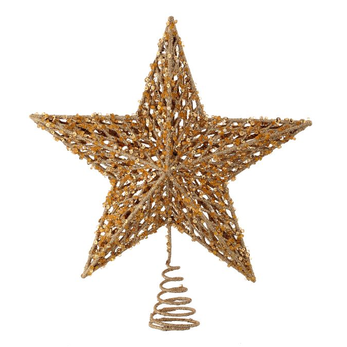 Estrella para punta de arbol color champagne 13″