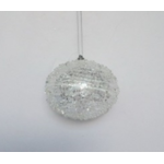 Esfera blanca para arbol con decoracion nevada remolino translucido  4"