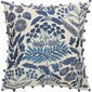 Cojin natural con bordado azul 20x20"