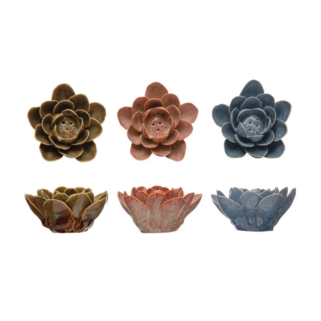 Porta Incienso de Ceramica Diseño de Flor Diferentes Colores