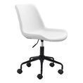 Silla de oficina Byron en piel sintetica blanca con rodos 21.7 x 23.6 x 35.2"