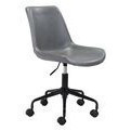 Silla de oficina Byron en piel sintetica gris con rodos 21.7 x 23.6 x 35.2"