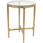 Mesa Auxiliar Dorada con Top de Vidrio