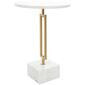 Mesa auxiliar en marmol blanco soporte rectangular dorado 16x16x23"