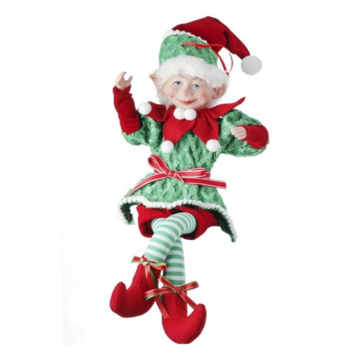 Elfo doblable verde y rojo 19"